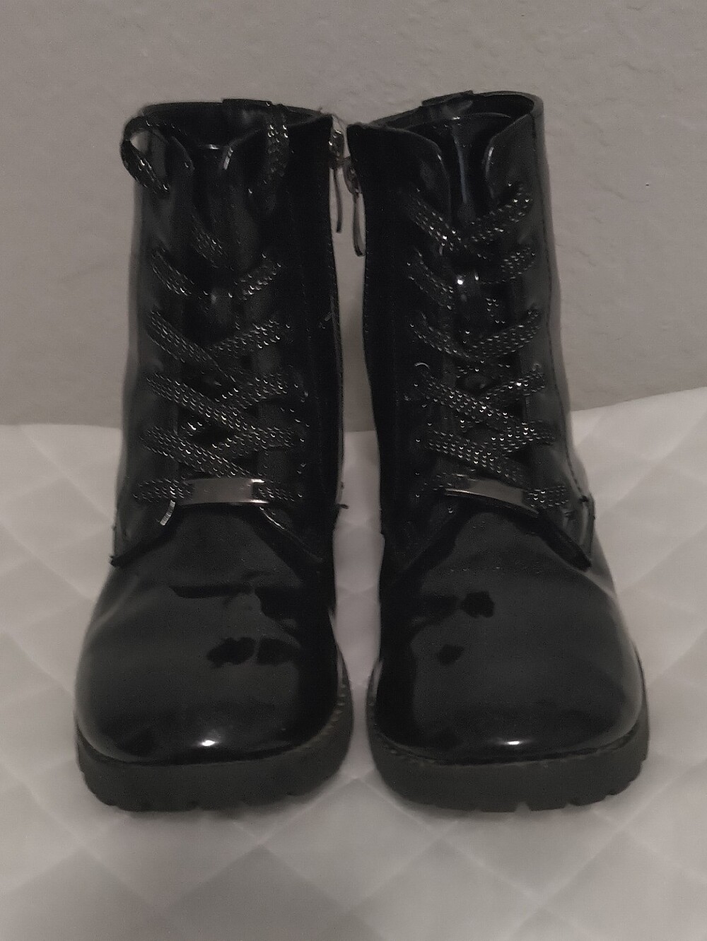 Tahari Black Patent Kids Lace-Up Boots